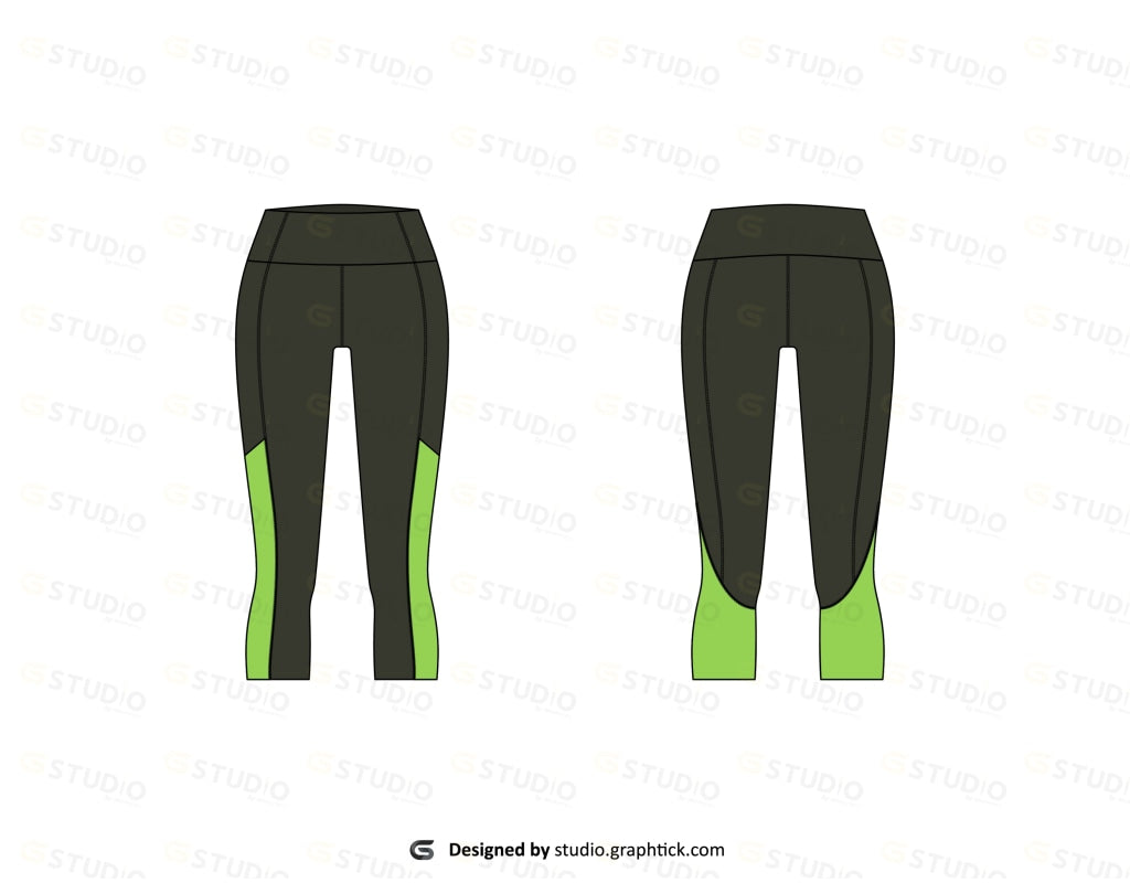 3/4 Length Womens Leggings Flat Sketch