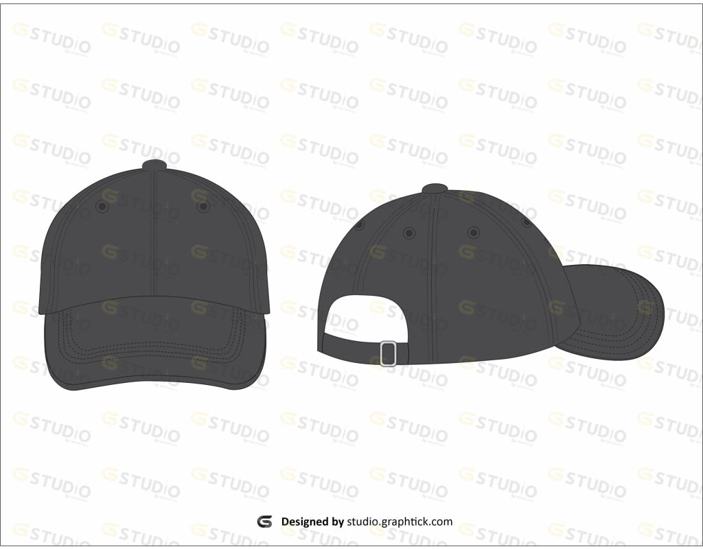 6 Panel Hat Flat Sketch