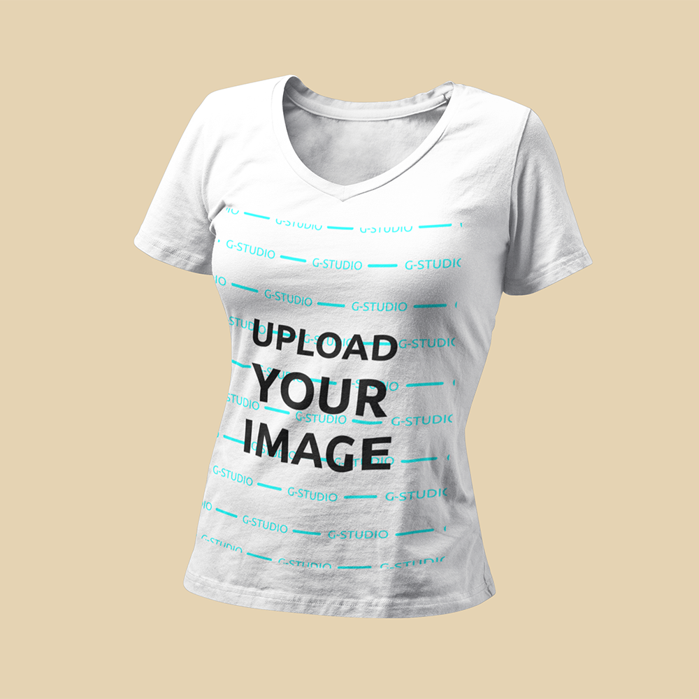 WOMENS V-NECK TEE SHIRT 3D MOCKUP