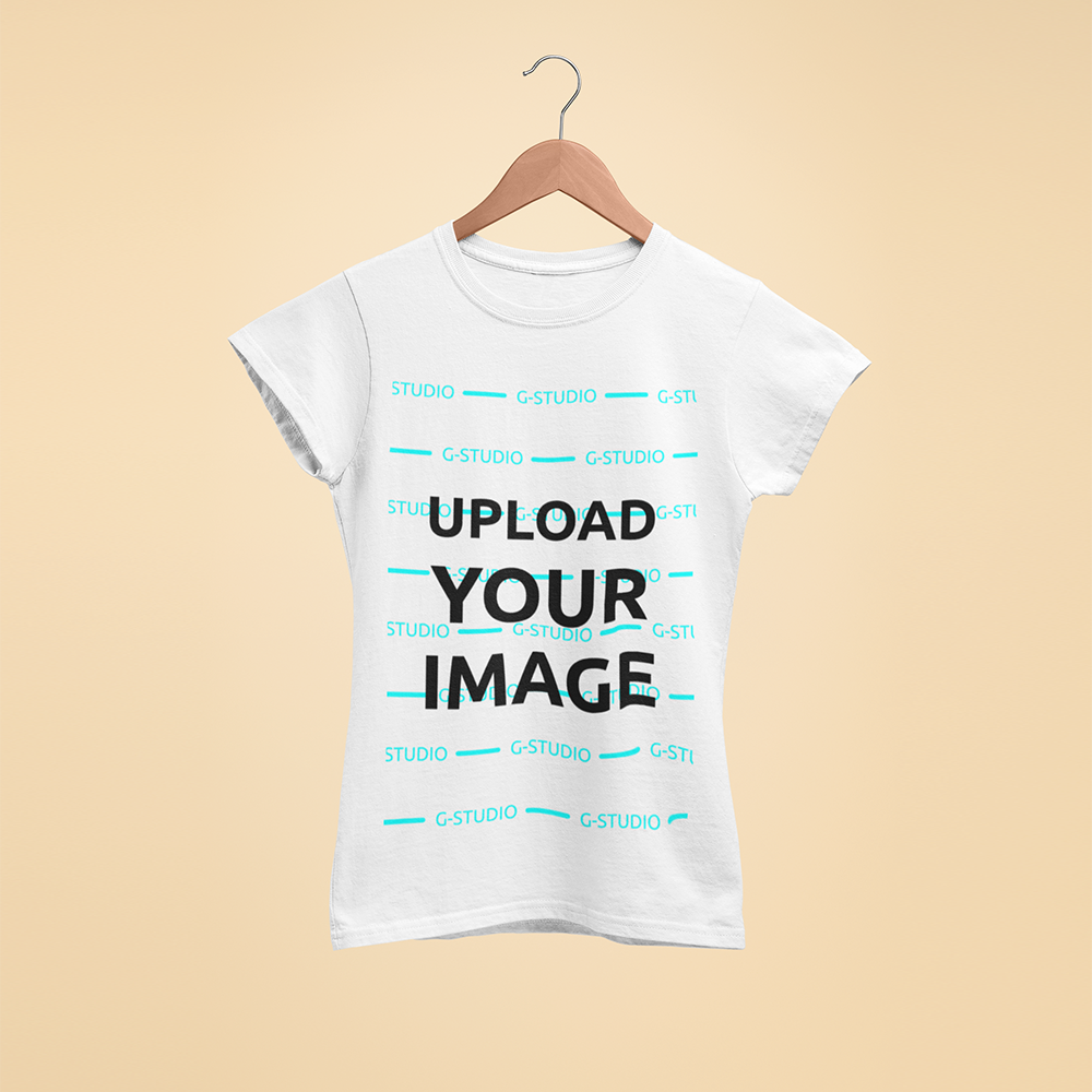 WOMENS CREW NECK SHORT SLEEVE TEE SHIRT 3D MOCK UP