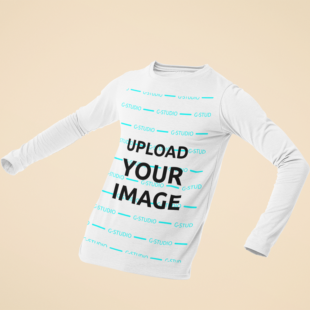 FULL SLEEVE CREWNECK TEE SHIRT 3D MOCKUP