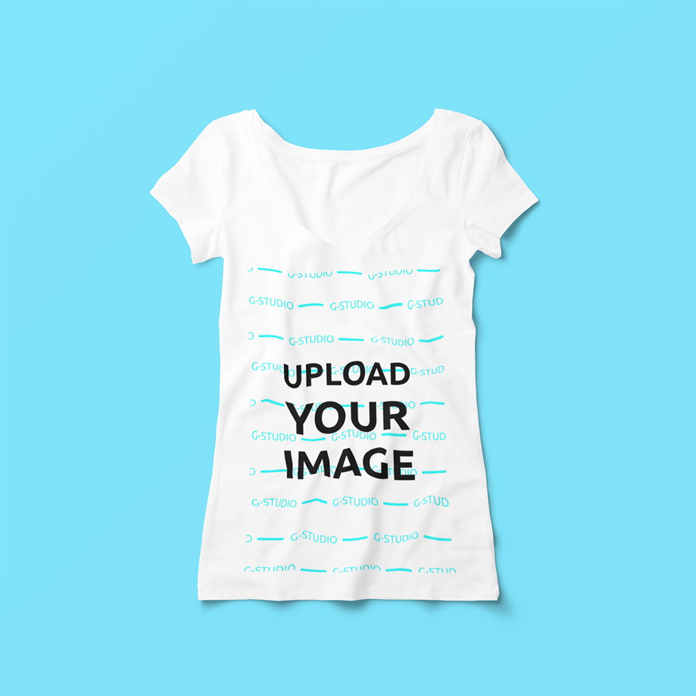 WOMENS SHORT SLEEVE TEE SHIRT FLAT LAY MOCKUP