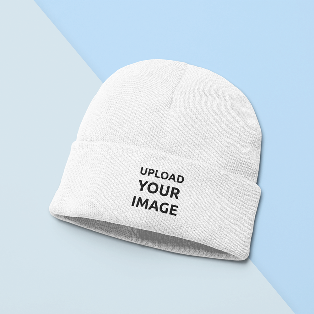KNITTED BEANIE FLAT LAY MOCKUP