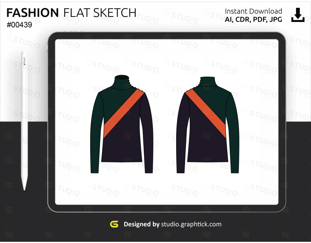 Banner-Stripe Merino Wool Roll Neck Flat Sketch Roll Neck