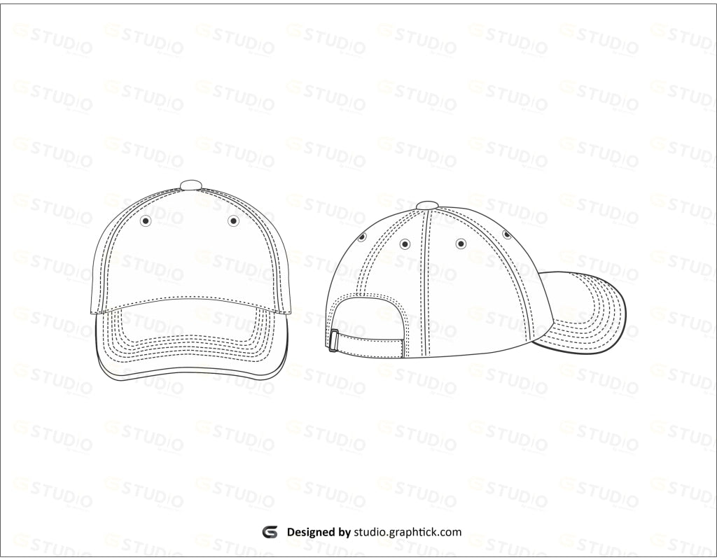 Baseball Cap Flat Sketch Hats