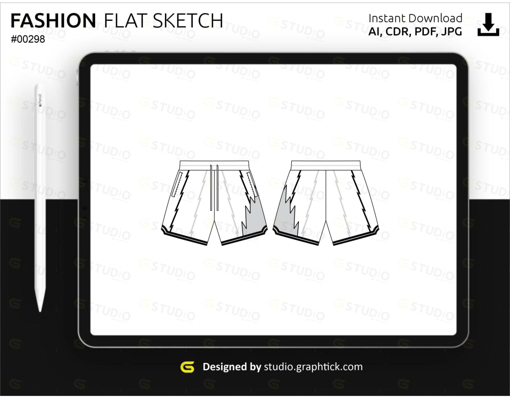 Basketball Shorts Flat Sketch Shorts