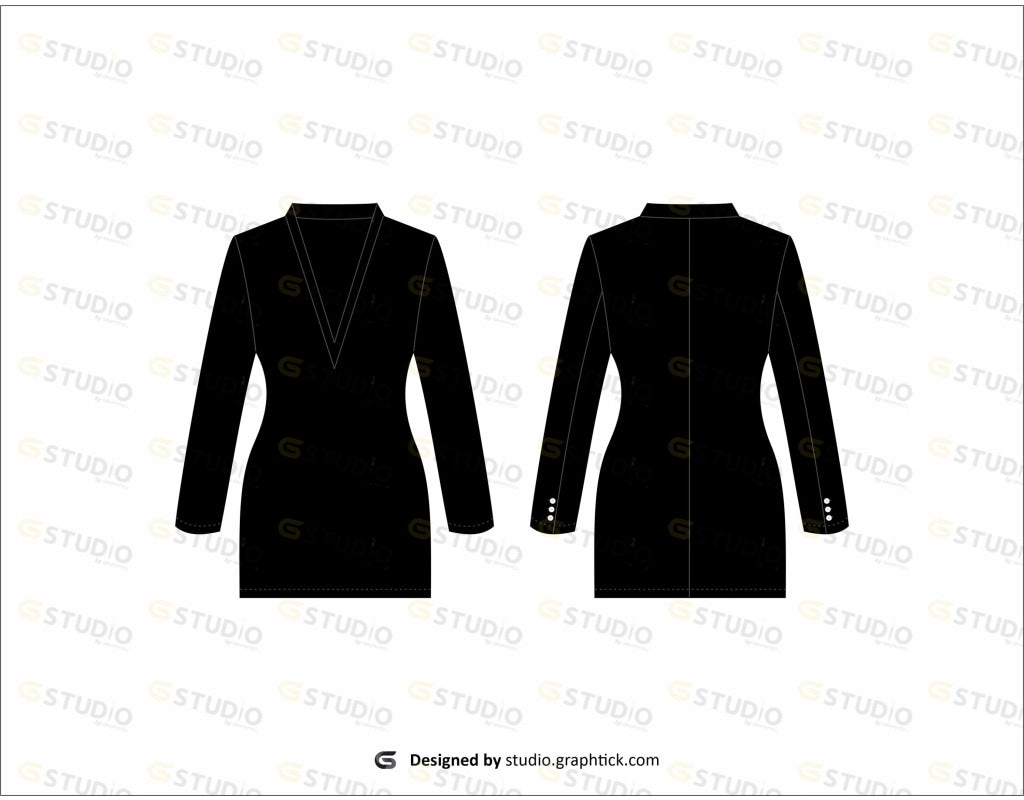Blazer Dress Flat Sketch