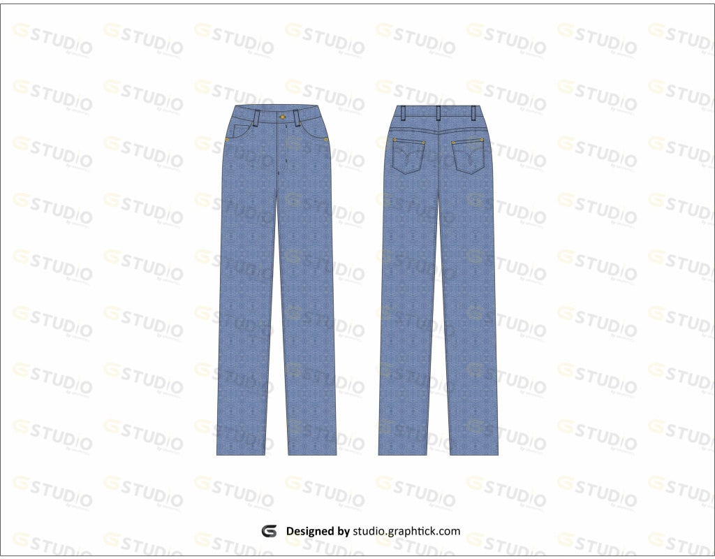 Boyfriend Denim Jeans Flat Sketch