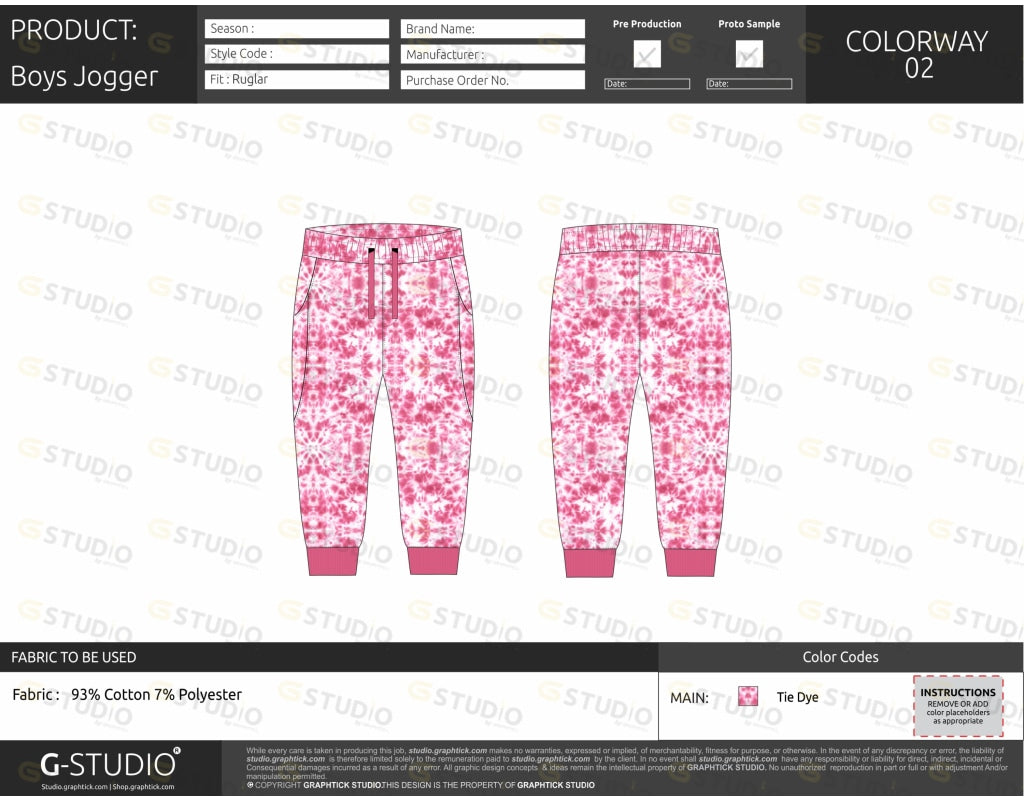 Boys Jogger Pants Tech Pack Template