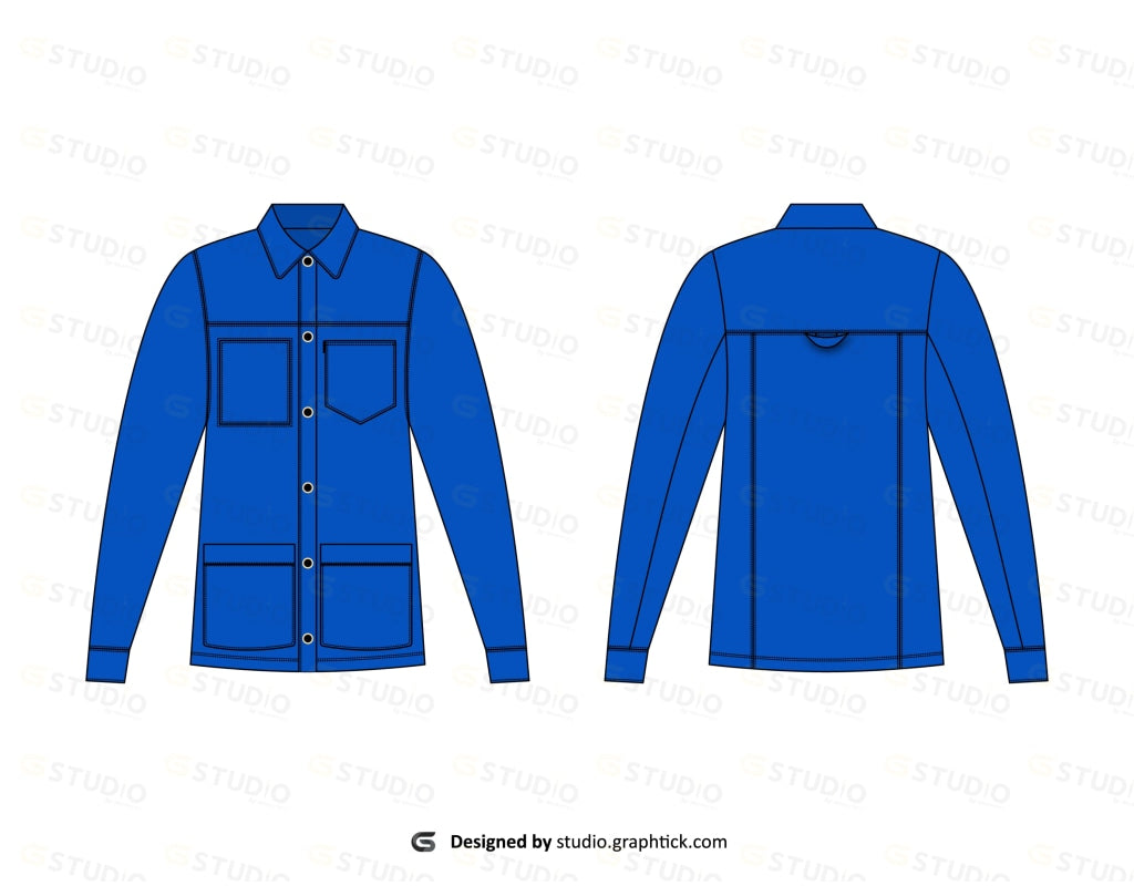 Button Down Full Sleeve Shrit Flat Sketch Shirt
