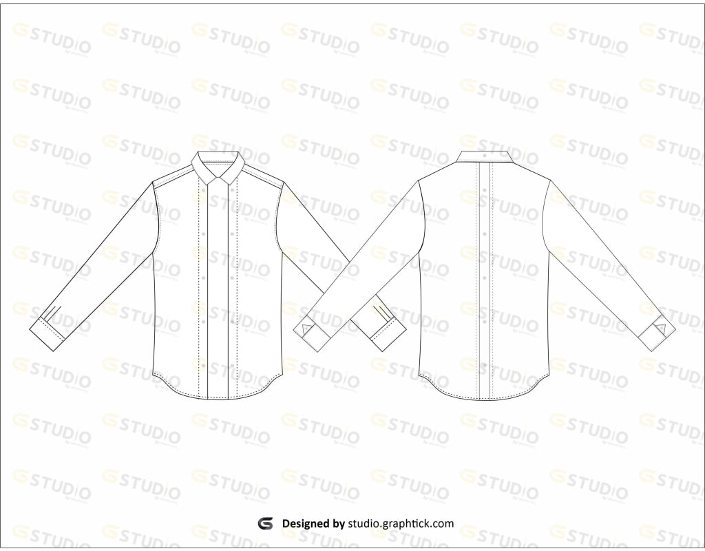 Button Down Shirt Flat Sketch