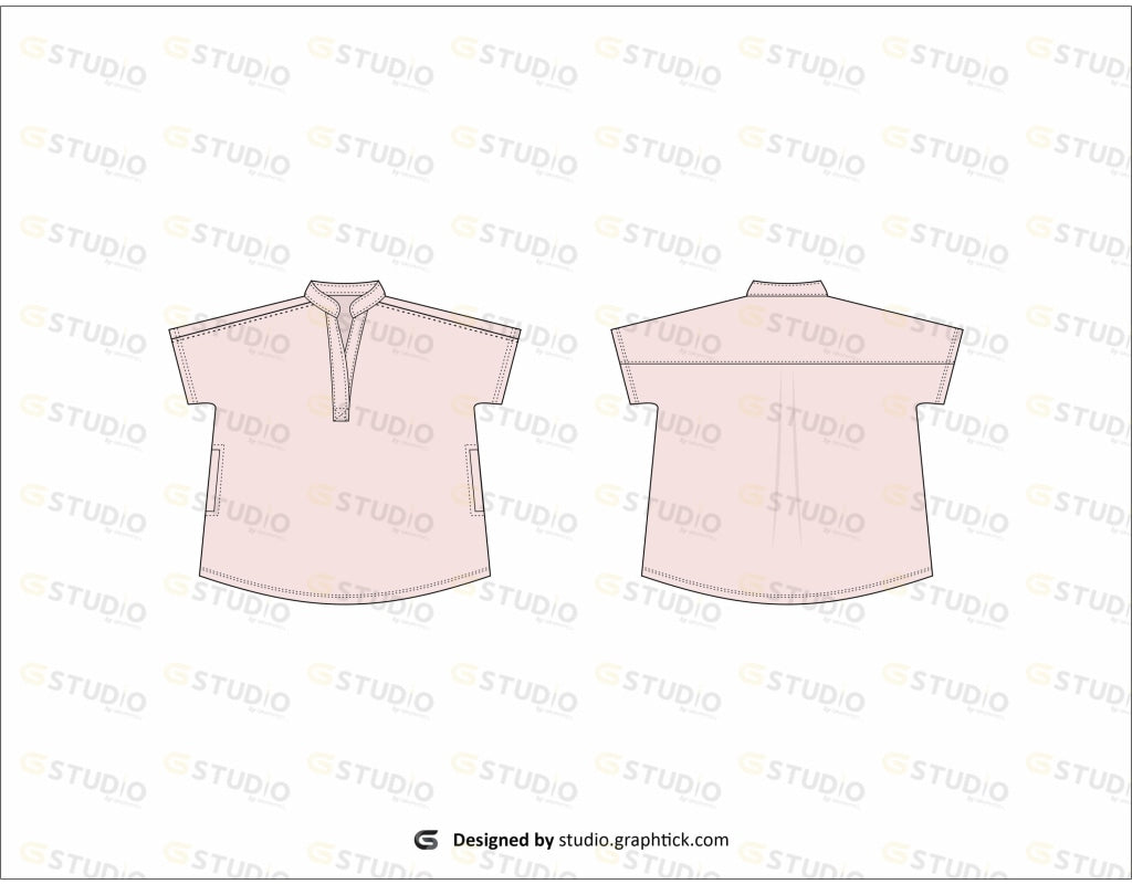 Capped Sleeve Scrub Flat Sketch