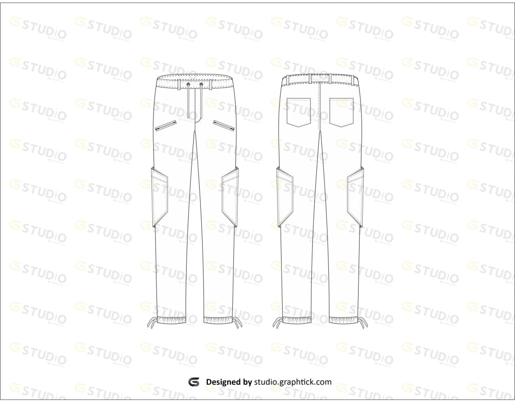 Cargo Pant Flat Sketch