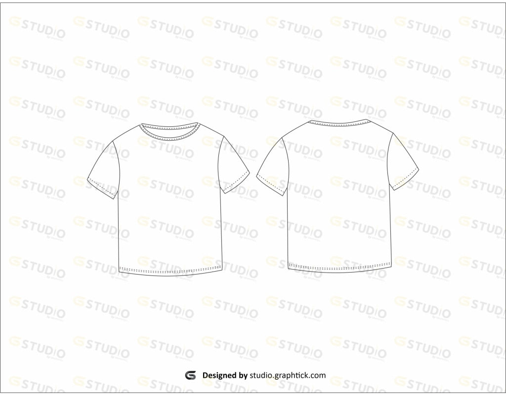 Cropped Tee Shirt Flat Sketch