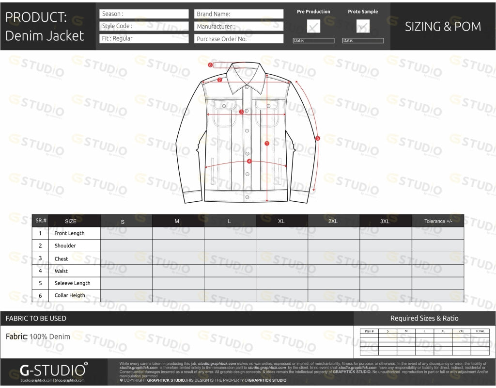Denim Jacket Tech Pack Template