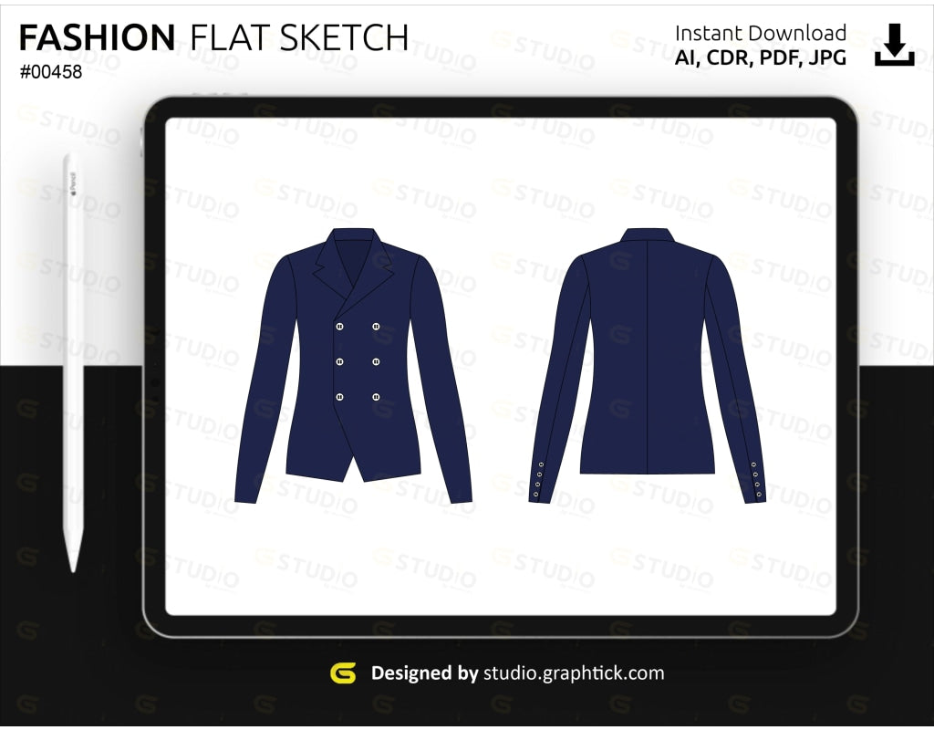 Double-Breasted Jersey Blazer FLAT SKETCH –