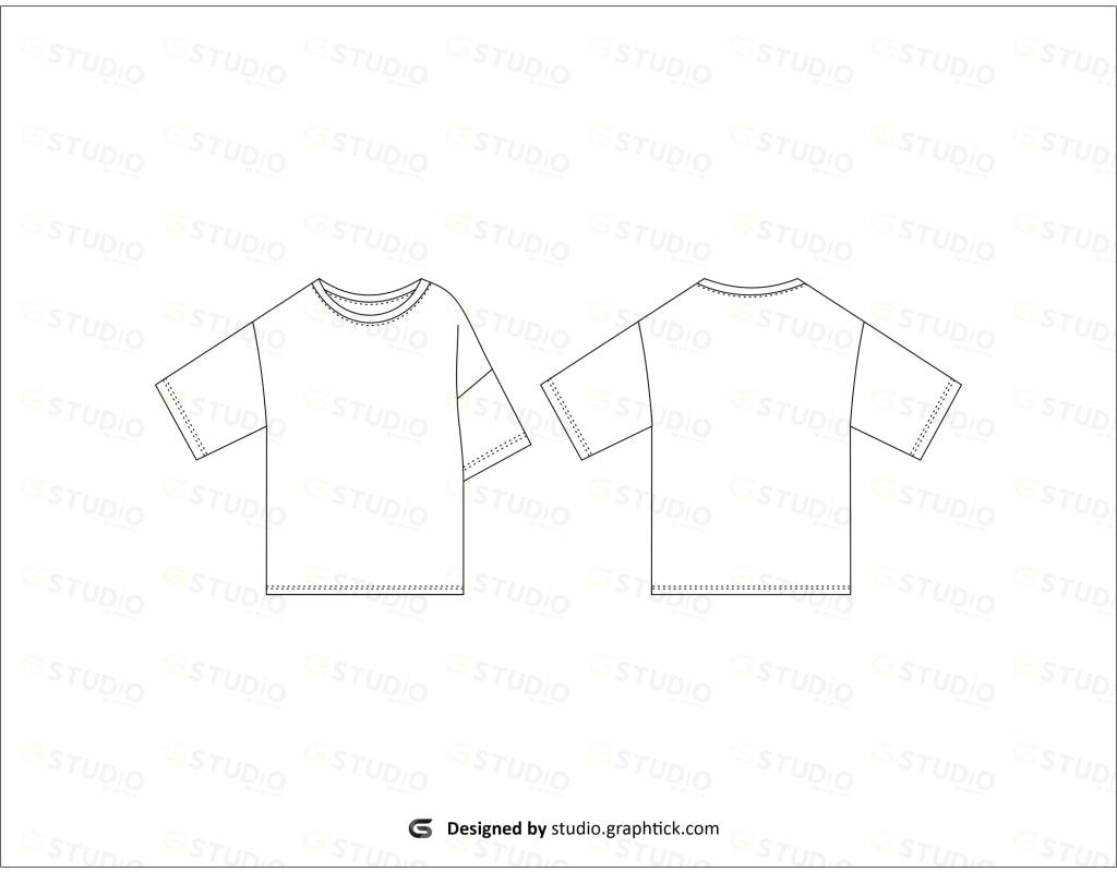 Drop Shoulder Loose Fit Tee Shirt Flat Sketch
