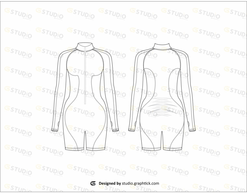 Full Sleeve Jumpsuit Flat Sketch Jumpsuits & Rompers