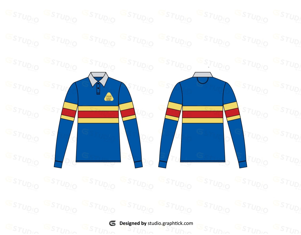 Full Sleeve Rugby Shirt Flat Sketch