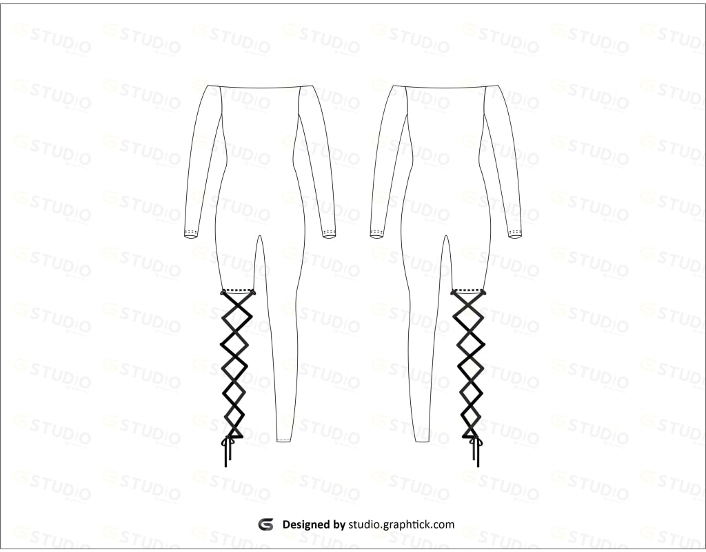 Full Sleeve Swimsuit Flat Sketch Swimwear