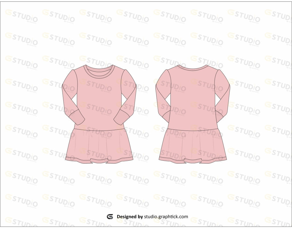 Girls Dress Flat Sketch Dress