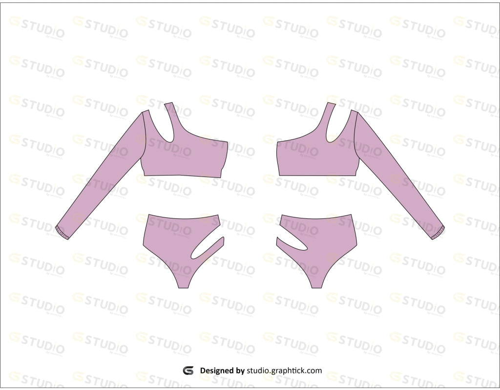 Girls Swimsuit Flat Sketch