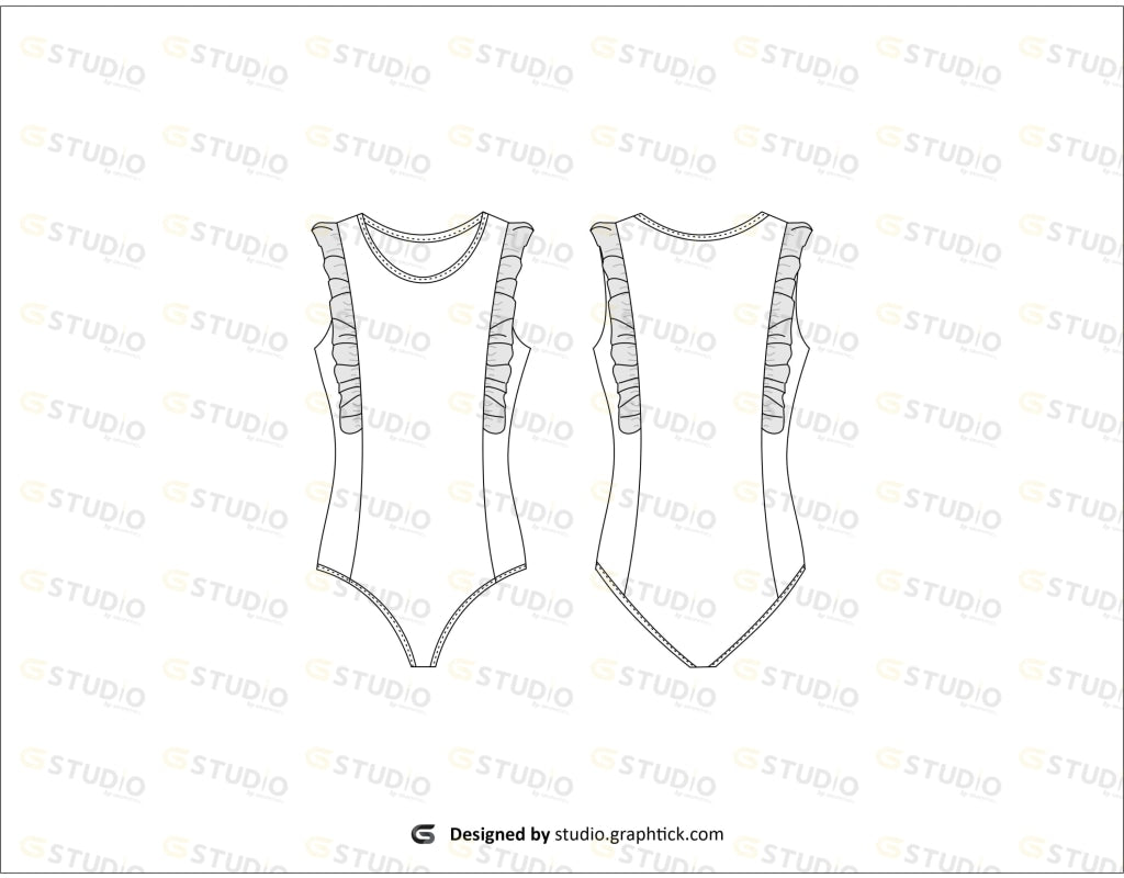 Girls Swimsuit Flat Sketch