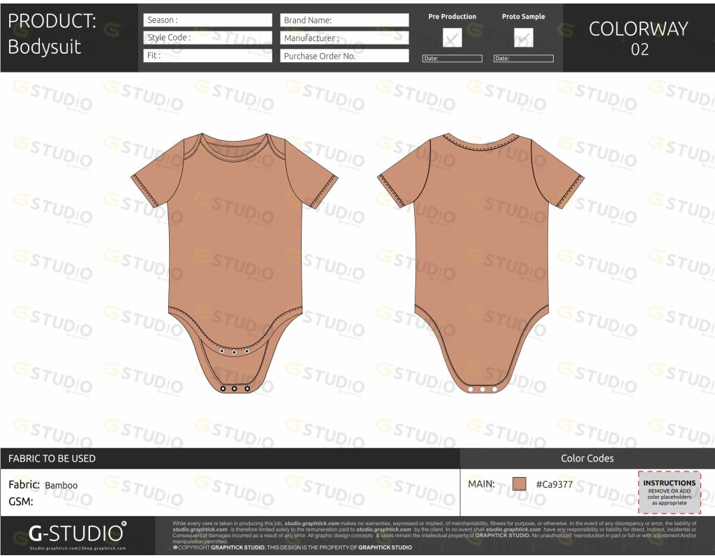 Kids Bodysuit Tech Pack Template