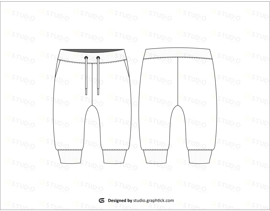 Kids Slant Pockets Jogger Pants Flat Sketch