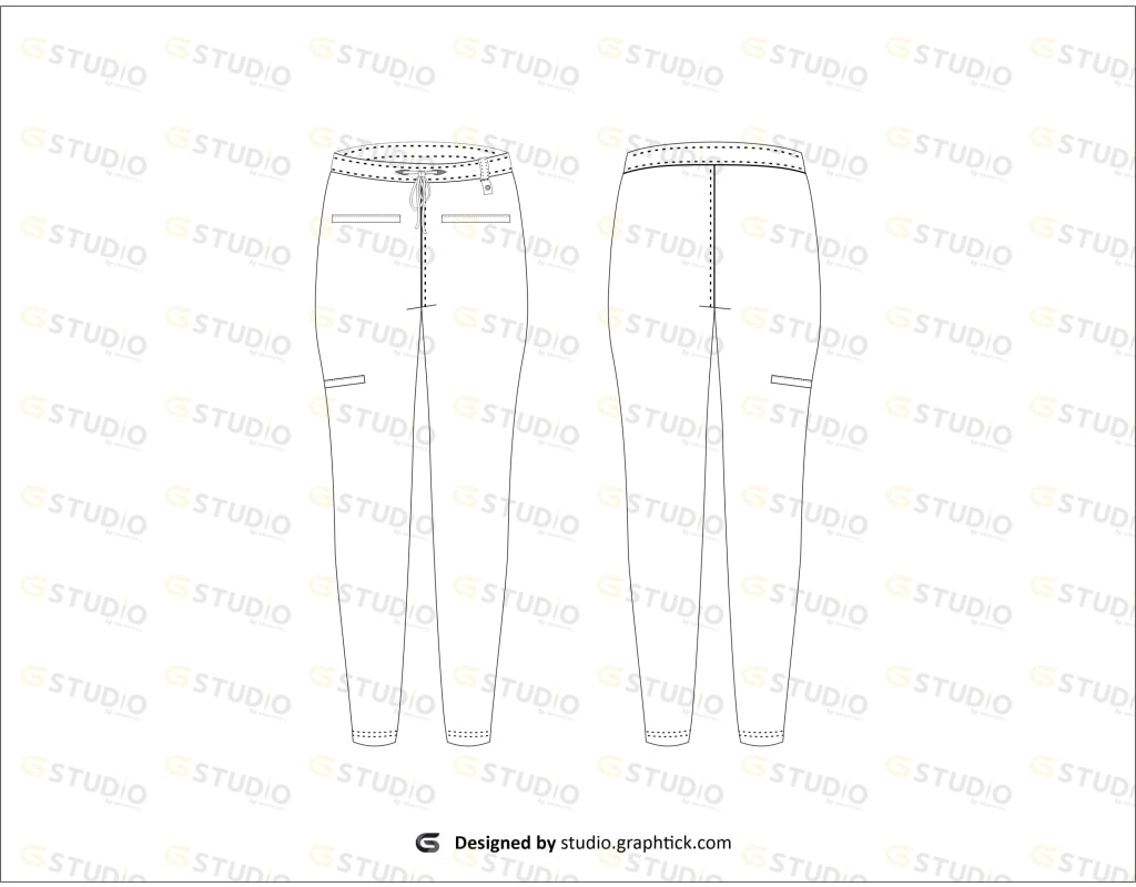 Medical Scrubs Bottom Flat Sketch Medical