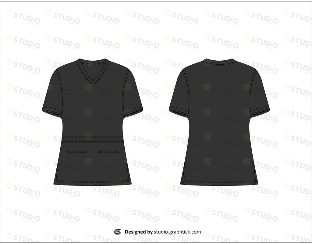 Medical Scrubs Top Flat Sketch