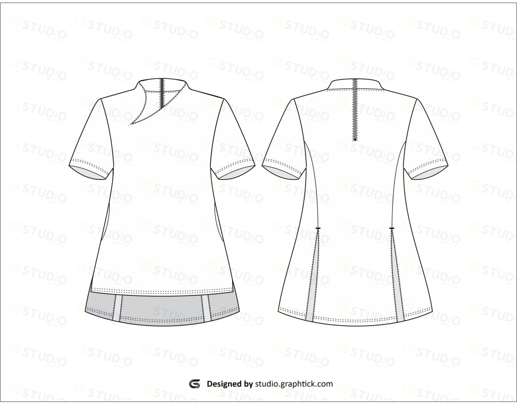 Medical Scrubs Top Flat Sketch Medical Scrubs