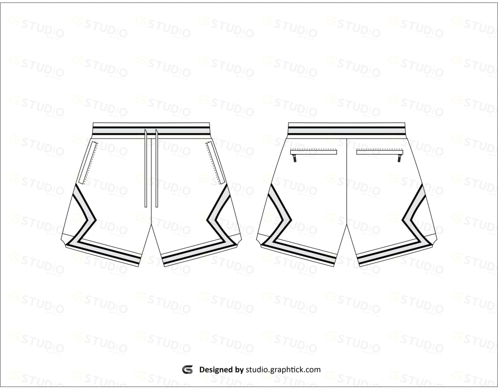 Mens Basketball Shorts Flat Sketch Shorts