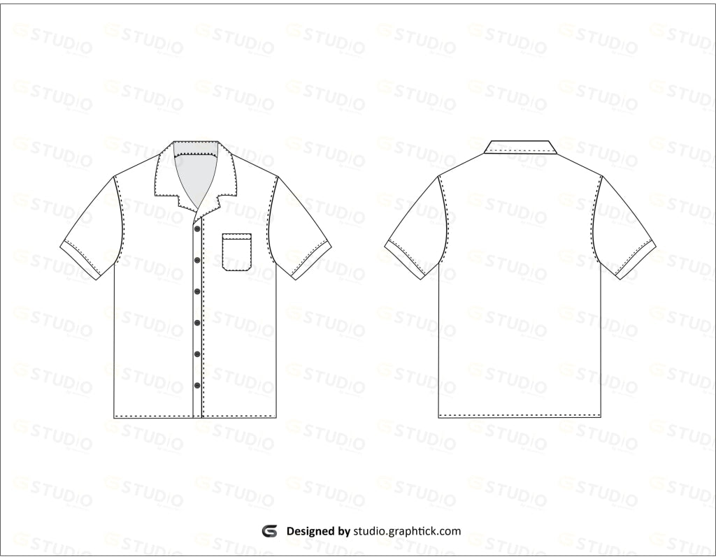 Mens Beach Shirt Flat Sketch