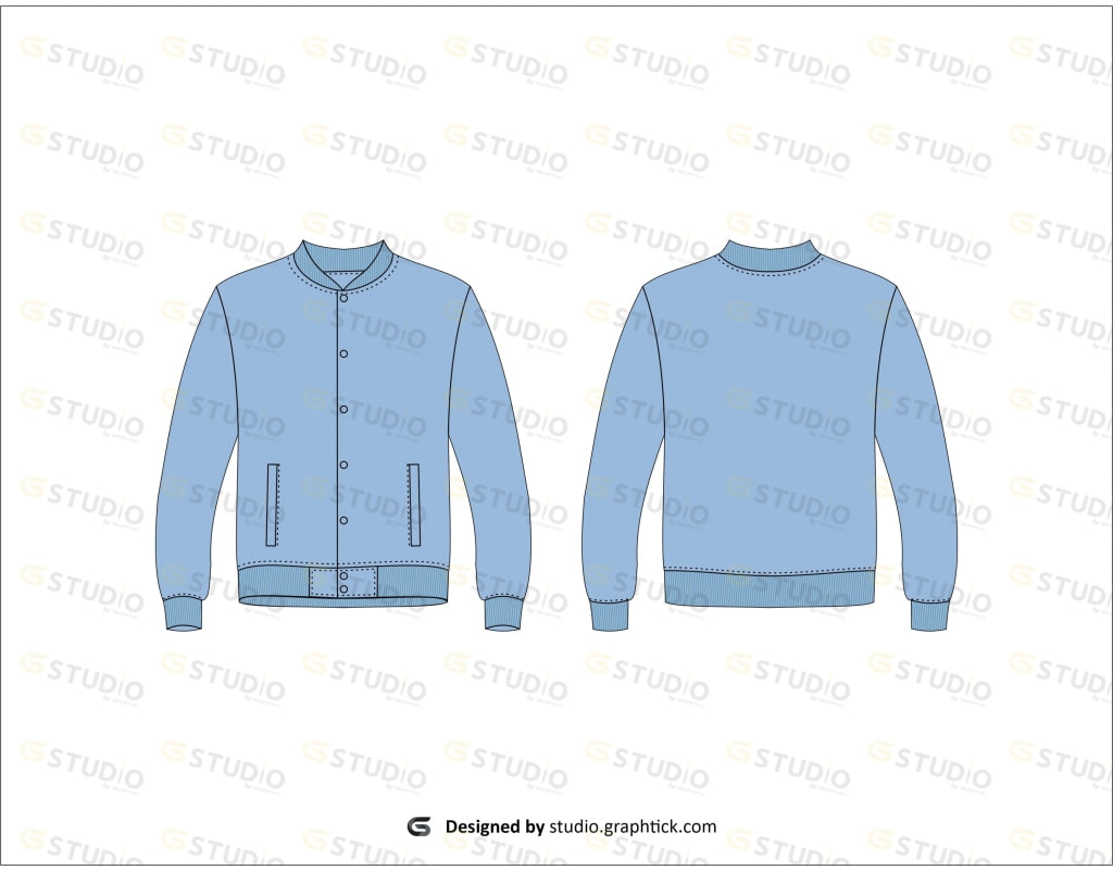 Mens Bomber Jacket Flat Sketch Bomber Jacket