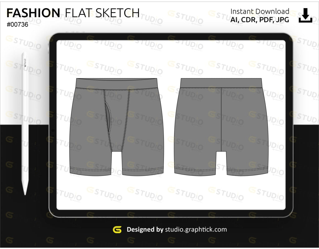 Mens Boxer Briefs Flat Sketch Breifs
