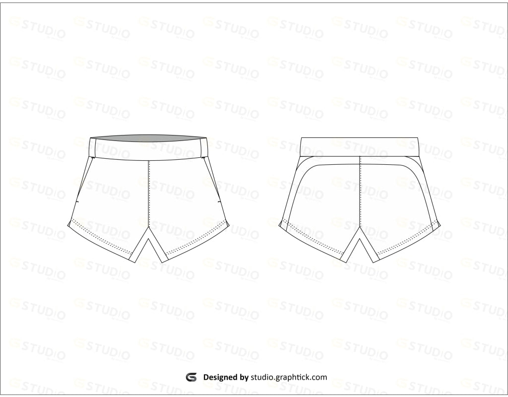 Mens Boxing Shorts Flat Sketch Boxing Shorts