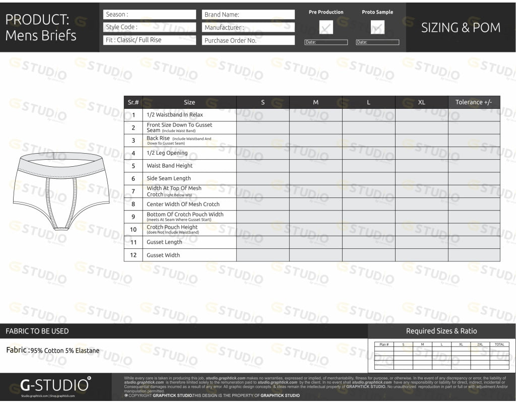 Mens Briefs Tech Pack Template