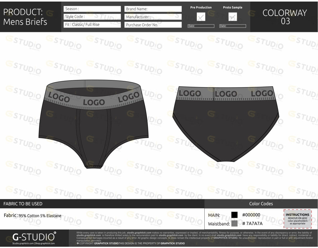 Mens Briefs Tech Pack Template