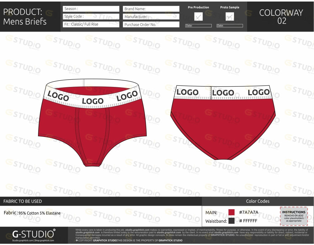 Mens Briefs Tech Pack Template
