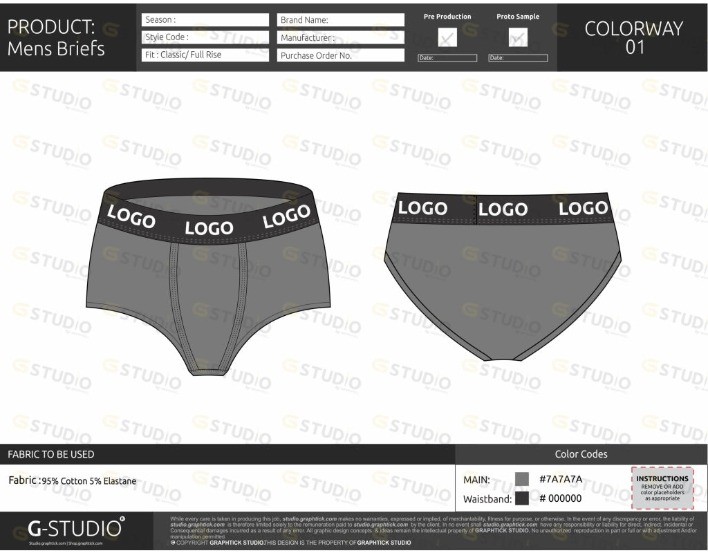 Mens Briefs Tech Pack Template