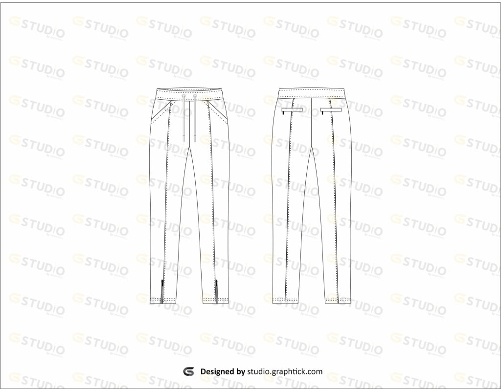 Mens Capri Pant Flat Sketch Womens Pants