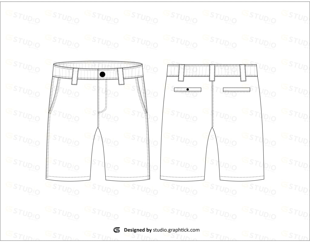 Mens Casual Shorts Flat Sketch Shorts