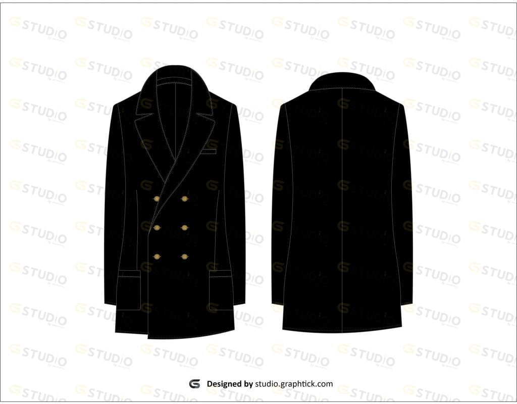 Mens Coat Flat Sketch Coats & Jackets
