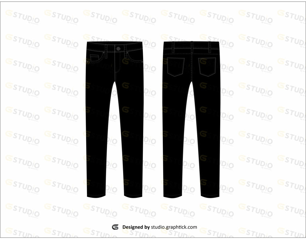 Mens Denim Jeans Flat Sketch