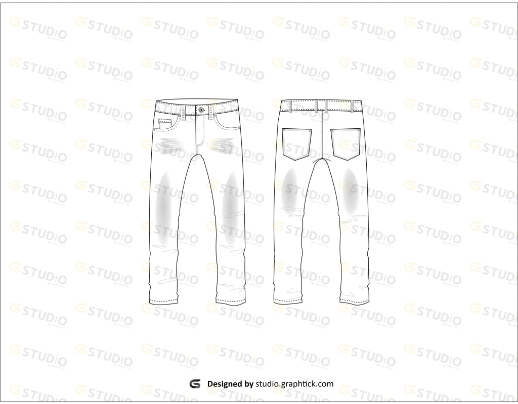 Mens Denim Pant Flat Sketch Pants