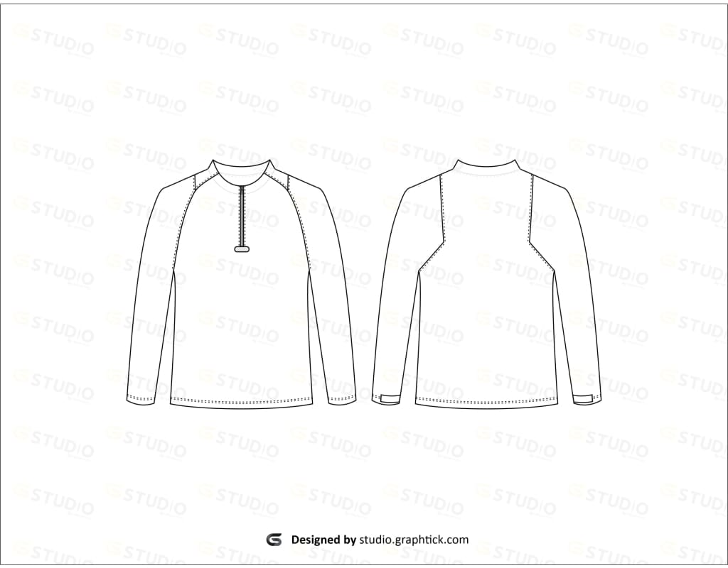 Mens Fitness Full Sleeve Zipper Jersey Flat Sketch
