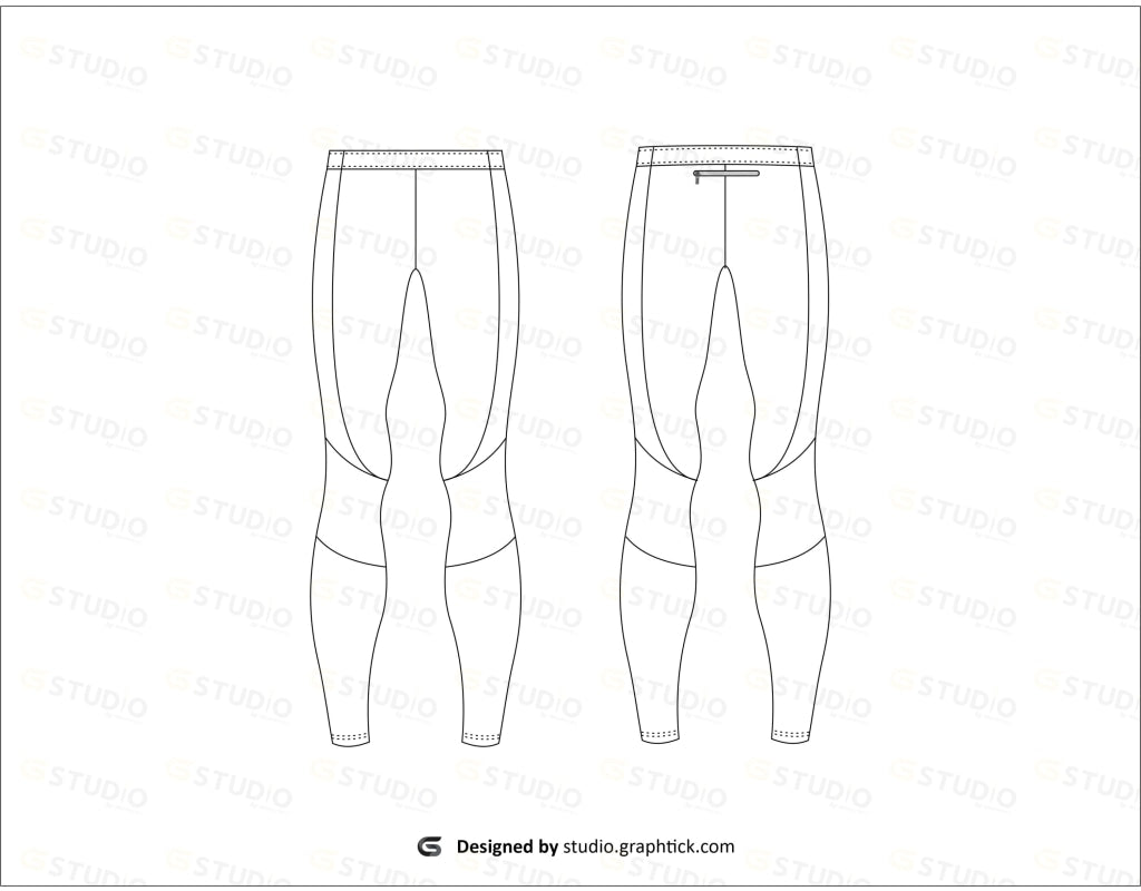 Mens Fitness Leggings Flat Sketch Activewear