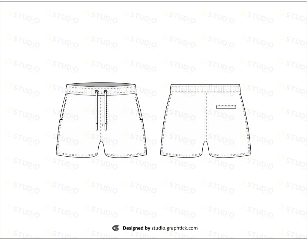 Mens Fitness Shorts Flat Sketch