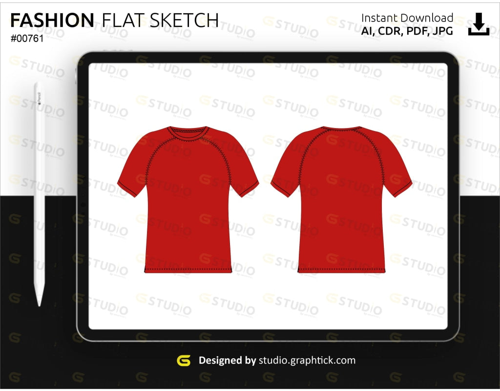 Mens Fitness Tee Shirt Flat Sketch